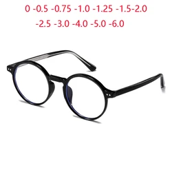 0 -0.5 -0.75 To -6 Anti Blue Rays Student Round Prescription Glasses For The Nearsighted Fashion TR90 Women Men Myopes Lunettes