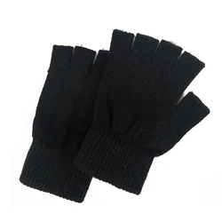 Guantes de medio dedo sin dedos para hombre y mujer, manoplas cortas y cálidas, de punto de lana, elásticos y cómodos, Unisex, para exteriores, Invierno