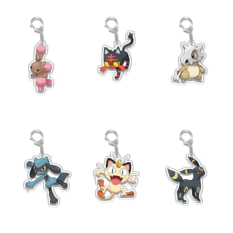 Llavero Colgante de Acrílico Original Hecho a Mano con Diseño de Personajes de Anime: Buneary, Litten, Cubone, Riolu, Meowth, Umbreon - Regalo de Juguete Adorable