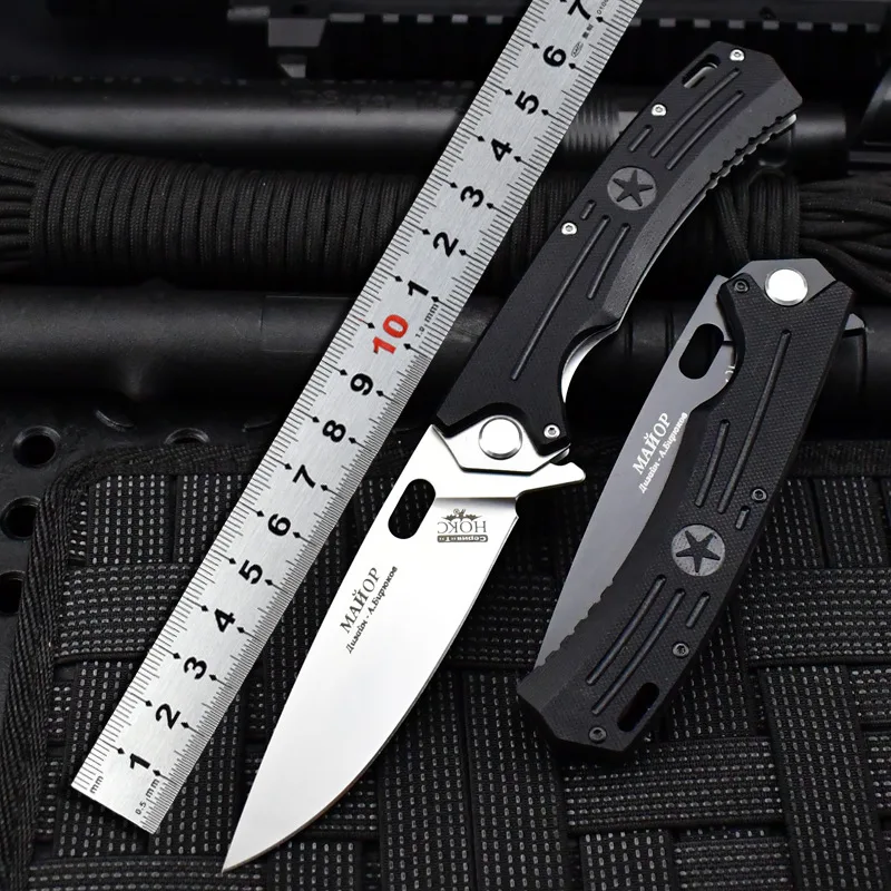 Russian Outdoor Folding High Hardness Self Defense Knife D2 Steel Sharp Portable Folding Knife Outdoor Survival Knife