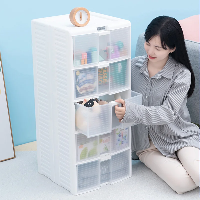 Eco-friendly plastic locker household bedroom bathroom 3 4 5-layer drawer cabinet sundries storage drawers with wheels