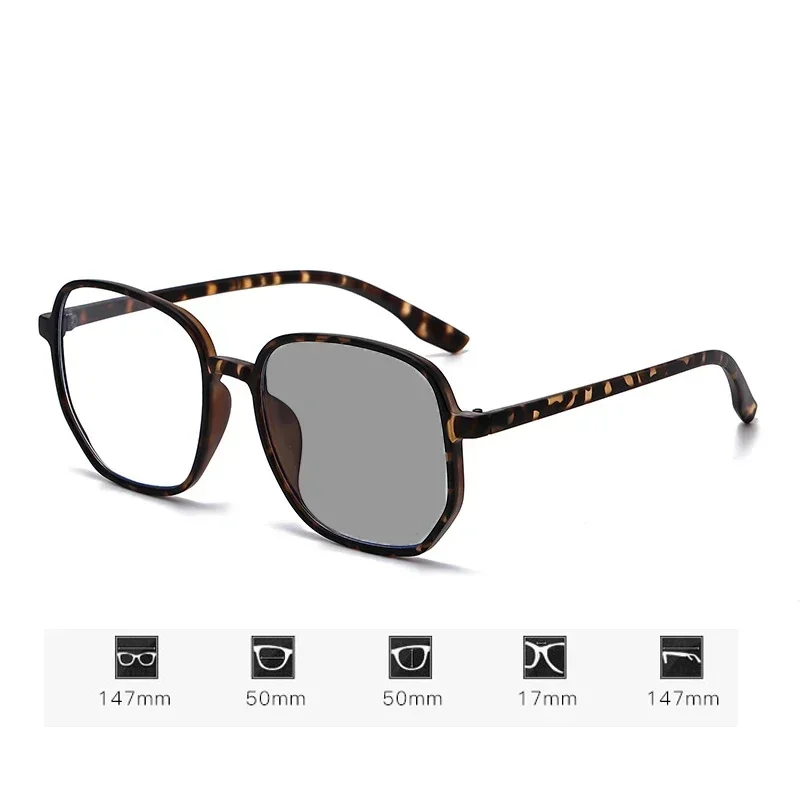 Trendy Outdoor Short-sight Sunglasses Large Frame Photochromic Finished Myopia Glasses Color Changing Anti Blue Light Glasses