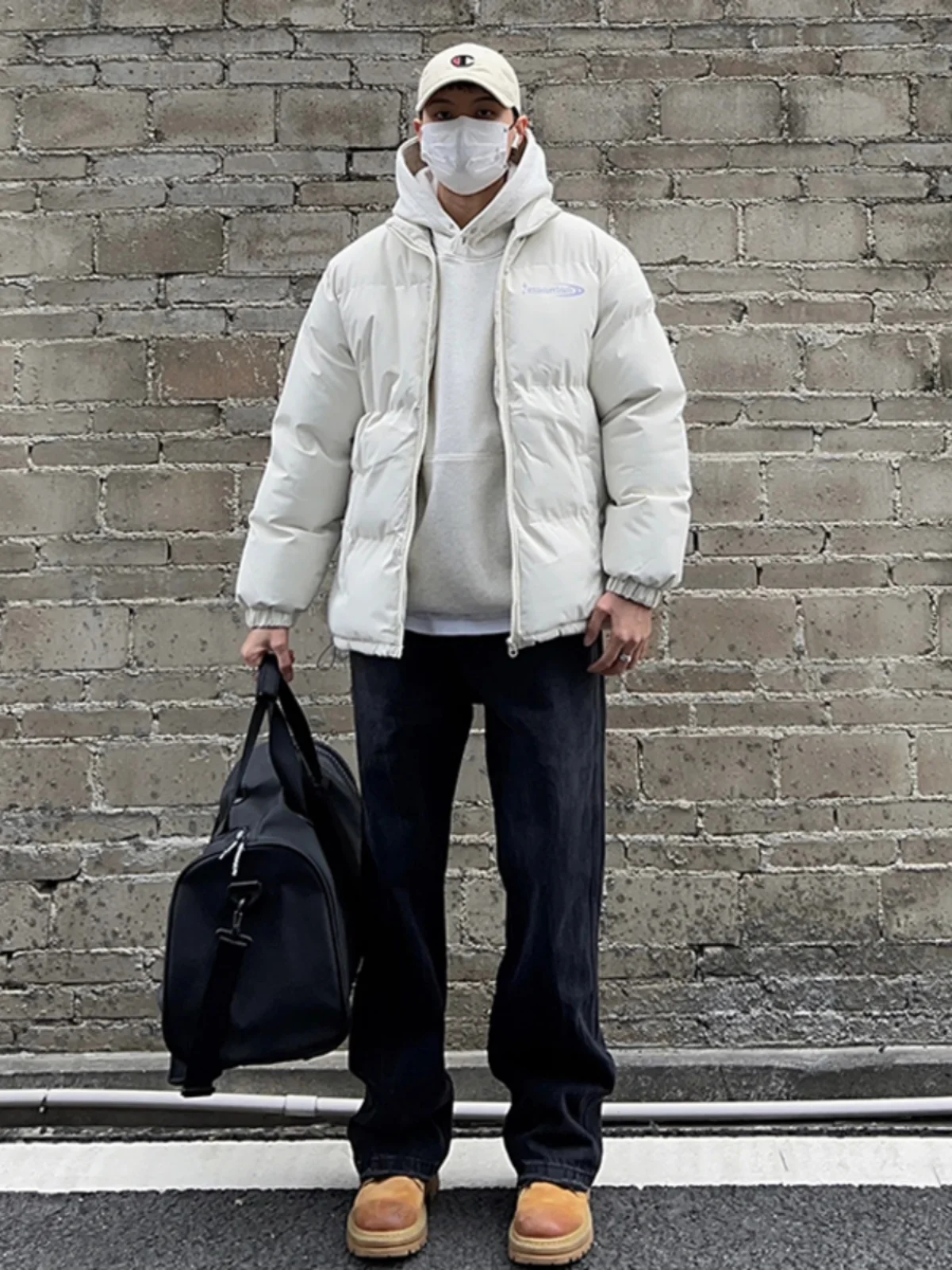 

Bla Fce Lined Straight Leg Jeans Men's Autumn Winter American High Street Sle Trendy Brand Boots Matching Pants