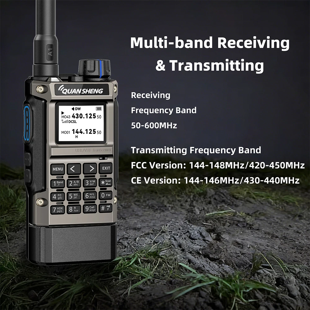 Quansheng UV-K1(8) Multi-Band Walkie Talkie Long Range Type-C Charging AM FM NOAA Weather Portable Ham Radio for Outdoor Camping