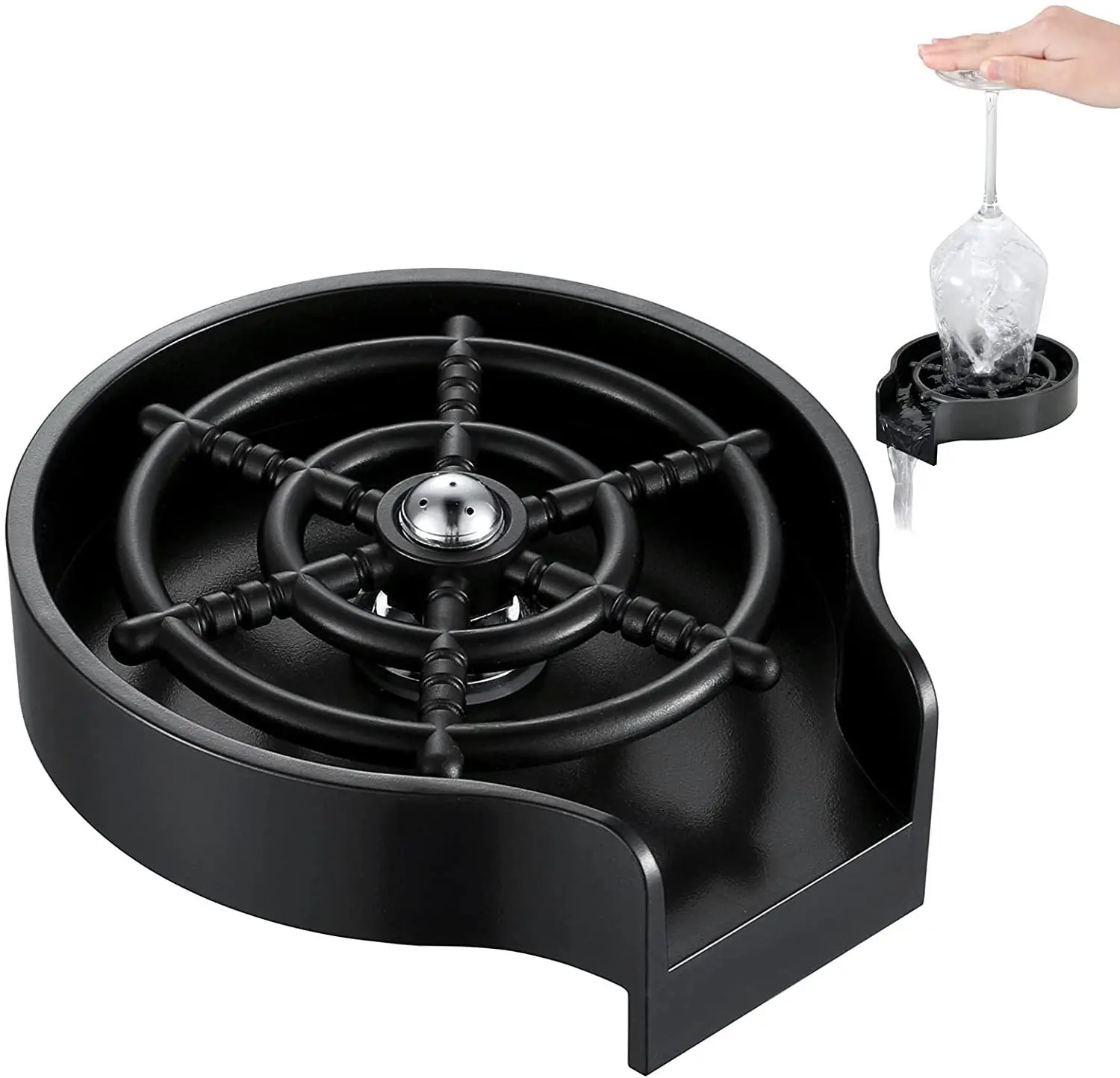 Stainless Steel Sink Cup Washer, Bar High‑Pressure Automatic Glass Washer for Kitchen Bar Countertop Drinkware Cleaning