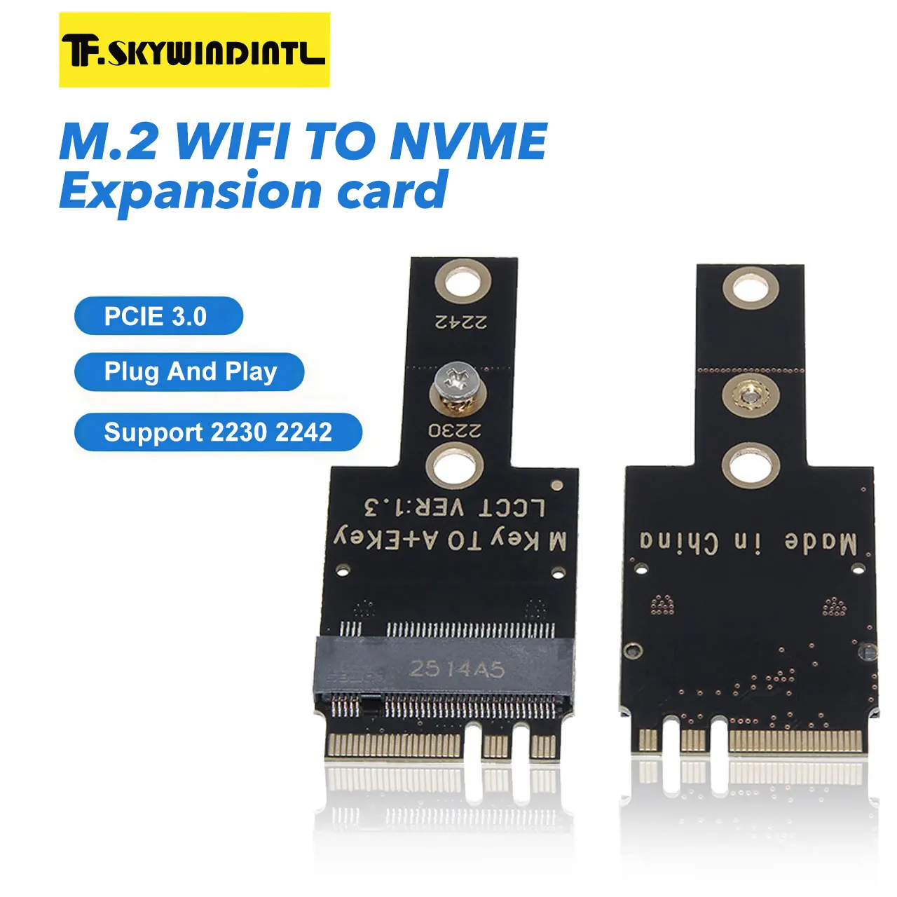 

M.2 WiFi to NVME expansion card PCIE 3.0 X4 M.2 NGFF SSD Converter for Mini PC/Laptop