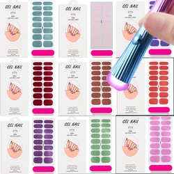 16 puntas de Color sólido, pegatina de Gel semicururado de color rosa desnudo para uñas, pegatina UV de larga duración para uñas, cobertura completa, lámina de Gel de extensión UV/LED