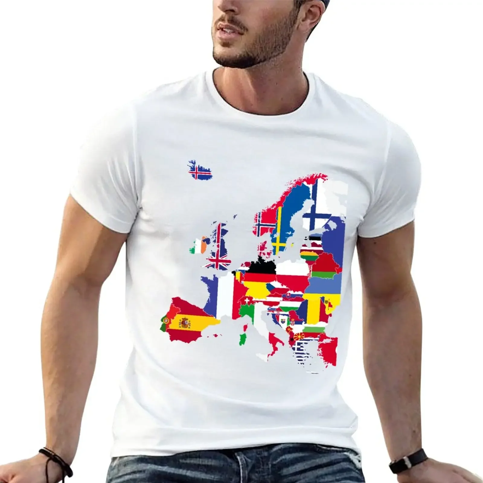 Europe map flags T-Shirt Blouse funnys summer top mens t shirt graphic