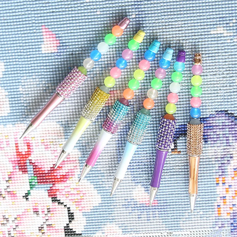 1pc Random Color Luminous Diamond Art Painting Pen DIY Beading Pen Crystal Point Drill Pen 5D Cross Stitch Embroidery Accessorie