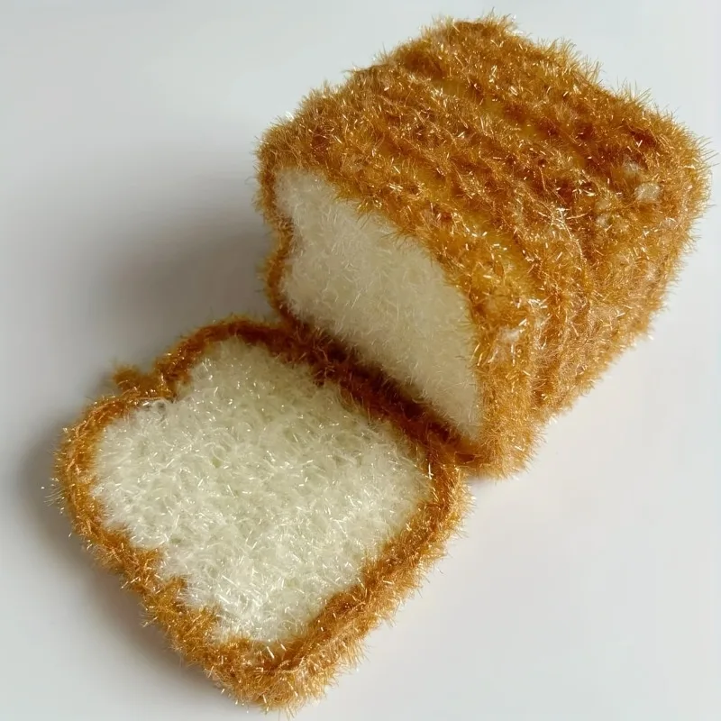 5pcs Polyester Plush Kitchen Cleaning Cloth Cute Toast Shape Dishcloth Household Creative Cleaning Tool