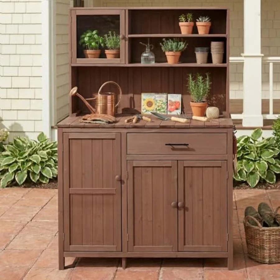 Potting Bench with Hutch, 65