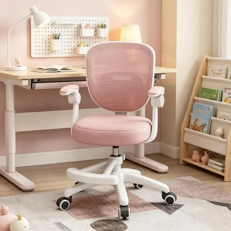 Ergonomic Home Office Chair Study Chair with Lift and Rotating Function Comfortable Mesh Back Chair for Bedroom Sedentary Use