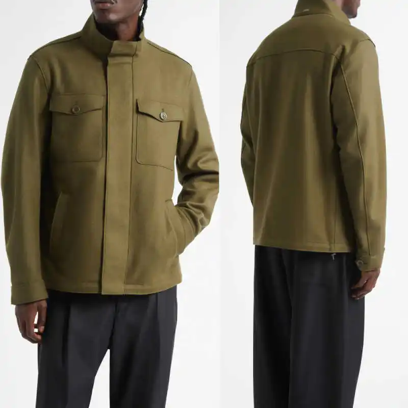 

Casual Men Coat Workwear Stand Collar Retro Jacket Spring Autumn Outwear Office Commuting Warm Customized