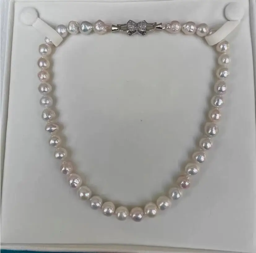 

gorgeous 10-11mm south sea baroque white pearl necklace 18inch 925s
