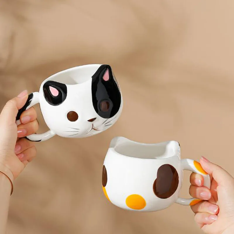 

Cartoon Cat Ceramic Coffee Mug Breakfast Oats Milk Mug Office Household Handgrip Water Cup Kitchen Drinkware Accessories
