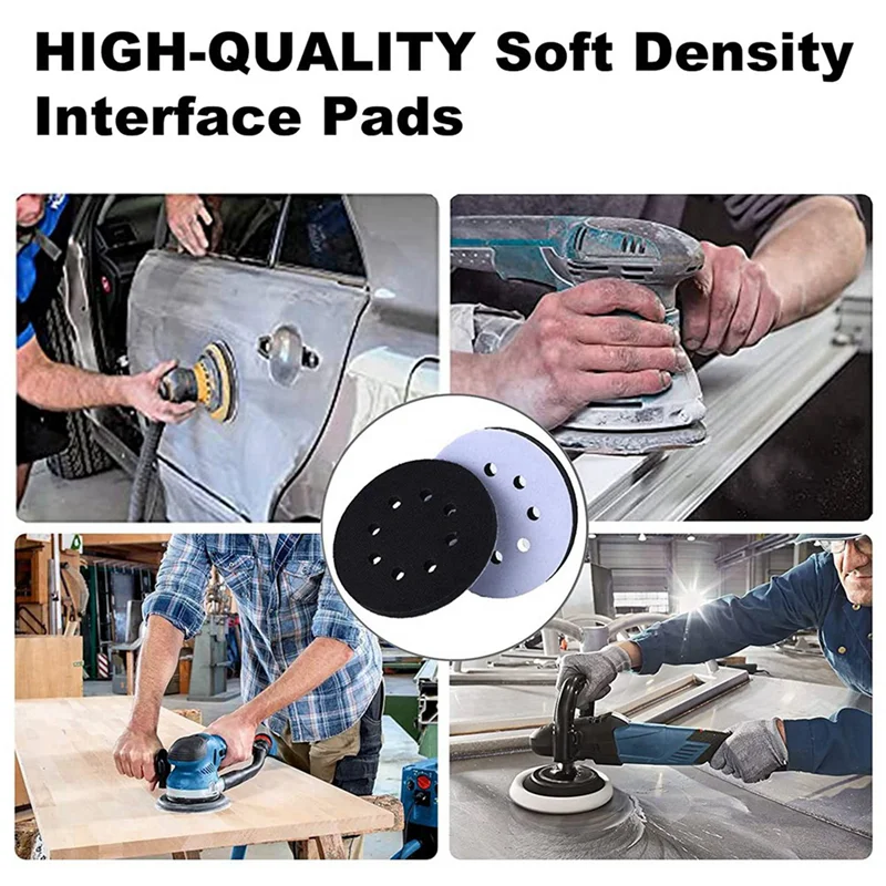 

Flash Trend 12PCS 5 Inch(125Mm) 8-Hole Soft Sponge Interface Pad For Sanding Pads And Hook&Loop Sanding Discs For Surface Polish
