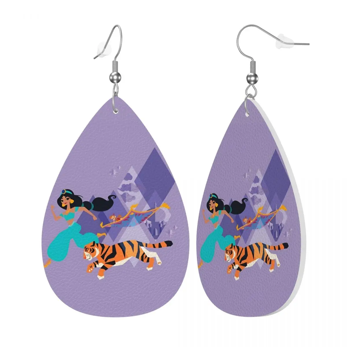 Custom Drop Dangle Earrings Cute Cartoon Aladdin Leather Teardrop Earrings PVC Leather for Gifts Dainty Jewelry