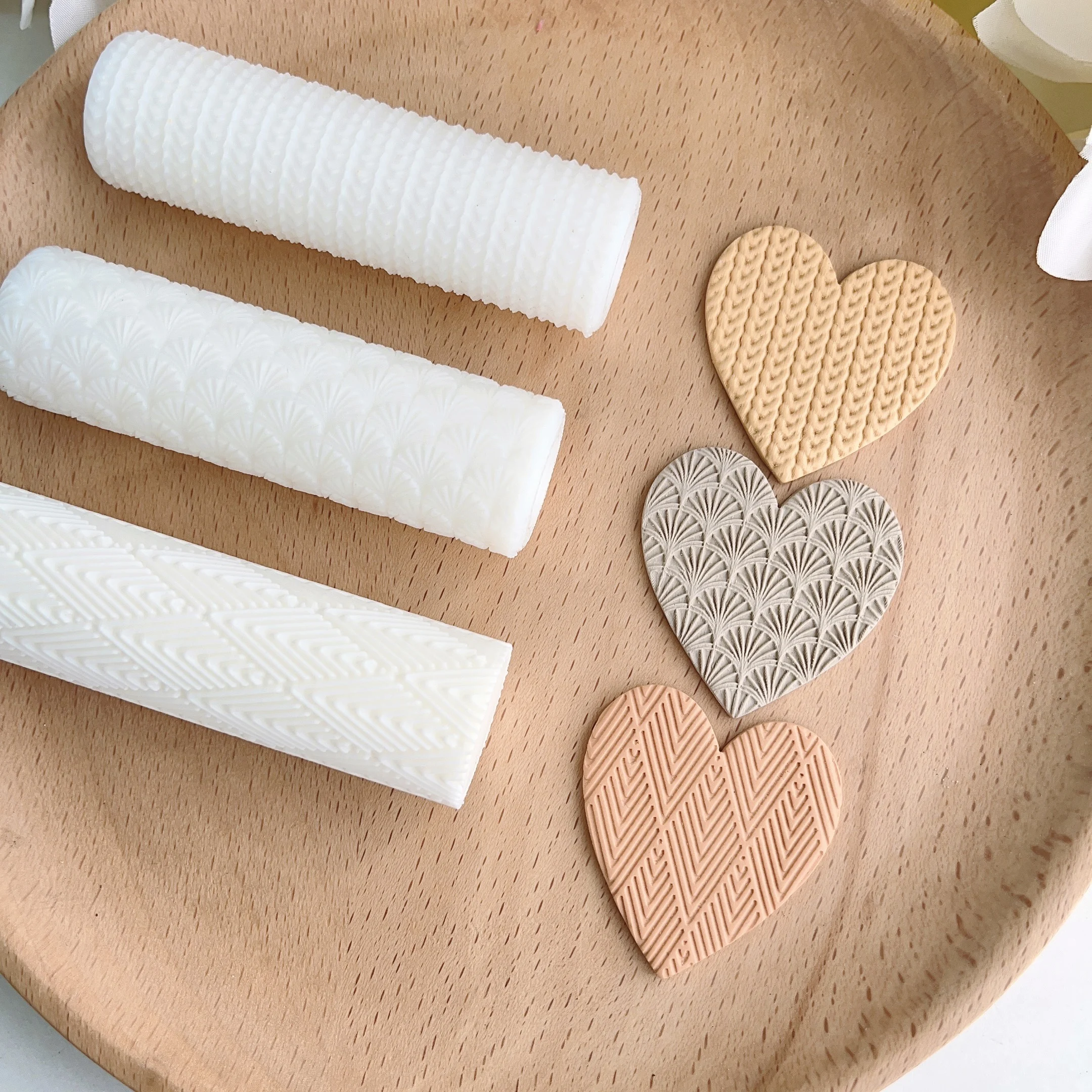 Soft Pottery Earring Polymer Clay Cutter Roller Texture Polymer Clay Seamless Polymer Clay Texture Roller claycutters