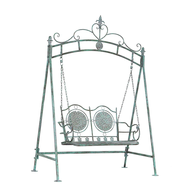 

Vintage American-Style Wrought Iron Outdoor Courtyard Double Swing Rocking Chair: Perfect for Balcony, Apartment furniture