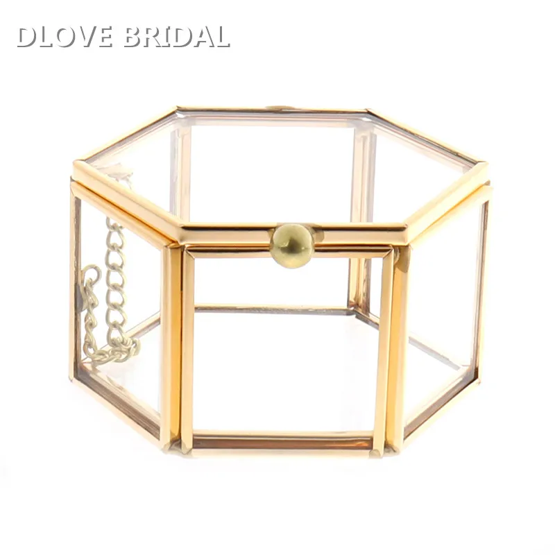 Wedding Ring Box Geometrical Clear Glass Jewelry Box Jewelry Organize Holder Ring Boxes Necklace Bracelets Earrings Accessories