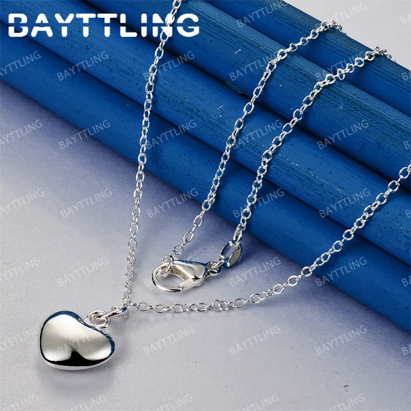 

Fashion 925 Sterling Silver 16-30 Inch Heart Pendant Necklace Women's Engagement Jewelry Christmas Accessories Gift
