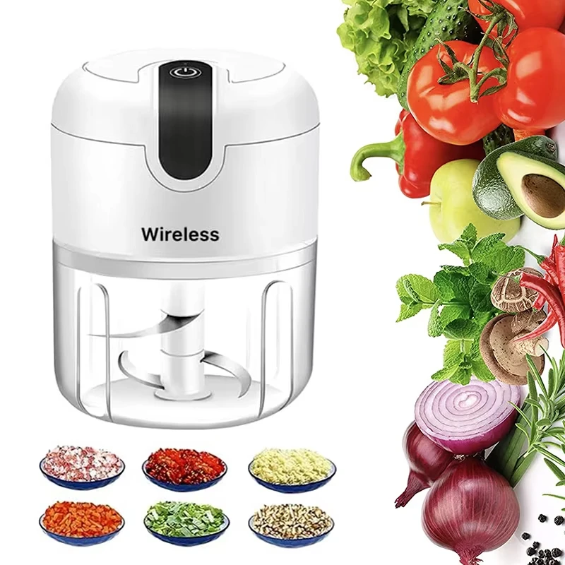 1 Set of Ginger and Garlic Grinder 260ML Mini Garlic Grinder Rechargeable Onion Chopper Meat Grinder Kitchen Vegetable Mixer