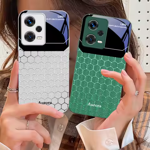 Hexagonal Grid Of Applesr For Xiaomi 14 Ultra 13 Lite Redmi Note 13 11 Pro 12 Plus Poco X6 3 Pro F4 6 GT Tempered Phone Case