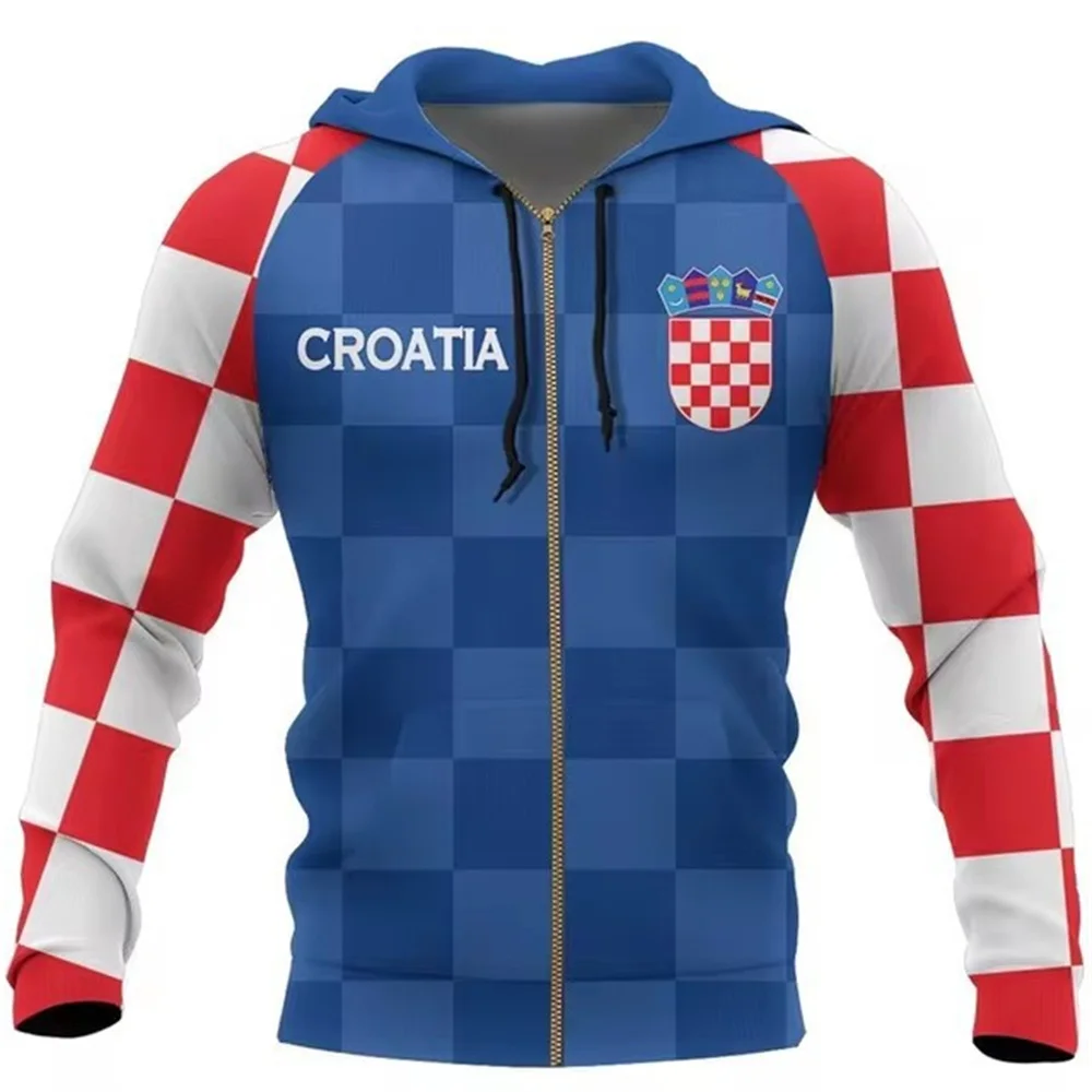 Spring and autumn new Croatian Hrvatska Heroe 3d print zipper hoodie men's outdoor sports tops women's pullover hoodie Y2k cloth