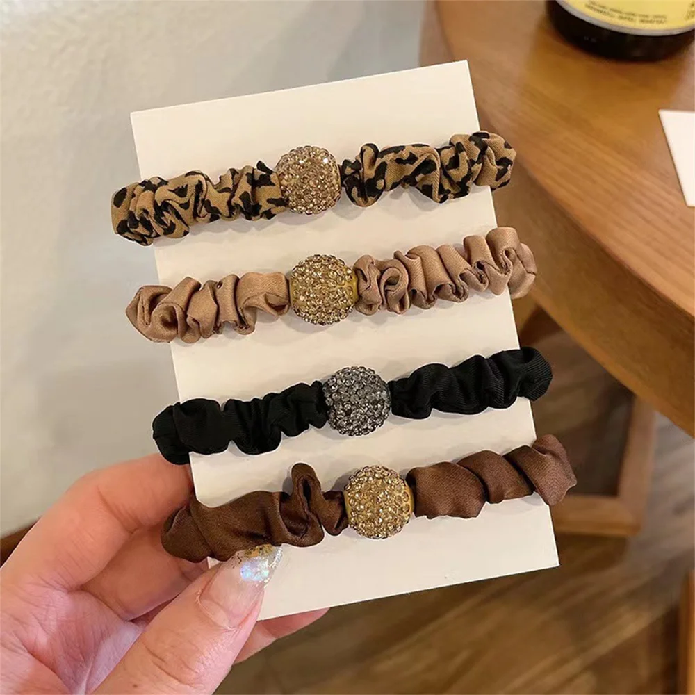 2022 Fashion Woman Rhinestone Hair Ties Korean Style Hairband Scrunchies Girls Ponytail Holders Rubber Band Hair Accessories