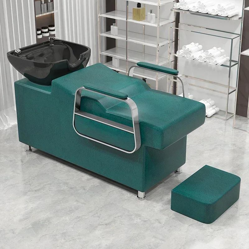 

Hair Sink Shampoo Chair Ergonomics Adjust Artifact Adult Shampoo Chair Big Barber Shop Massageador Furniture QF50SC