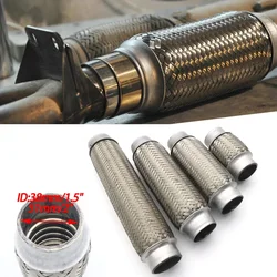 ID 38/51mm Car Exhaust Tube Telescopic Flexible Connection Braid Bellows Stainless Steel Muffler Pipe Connector Welded Universal