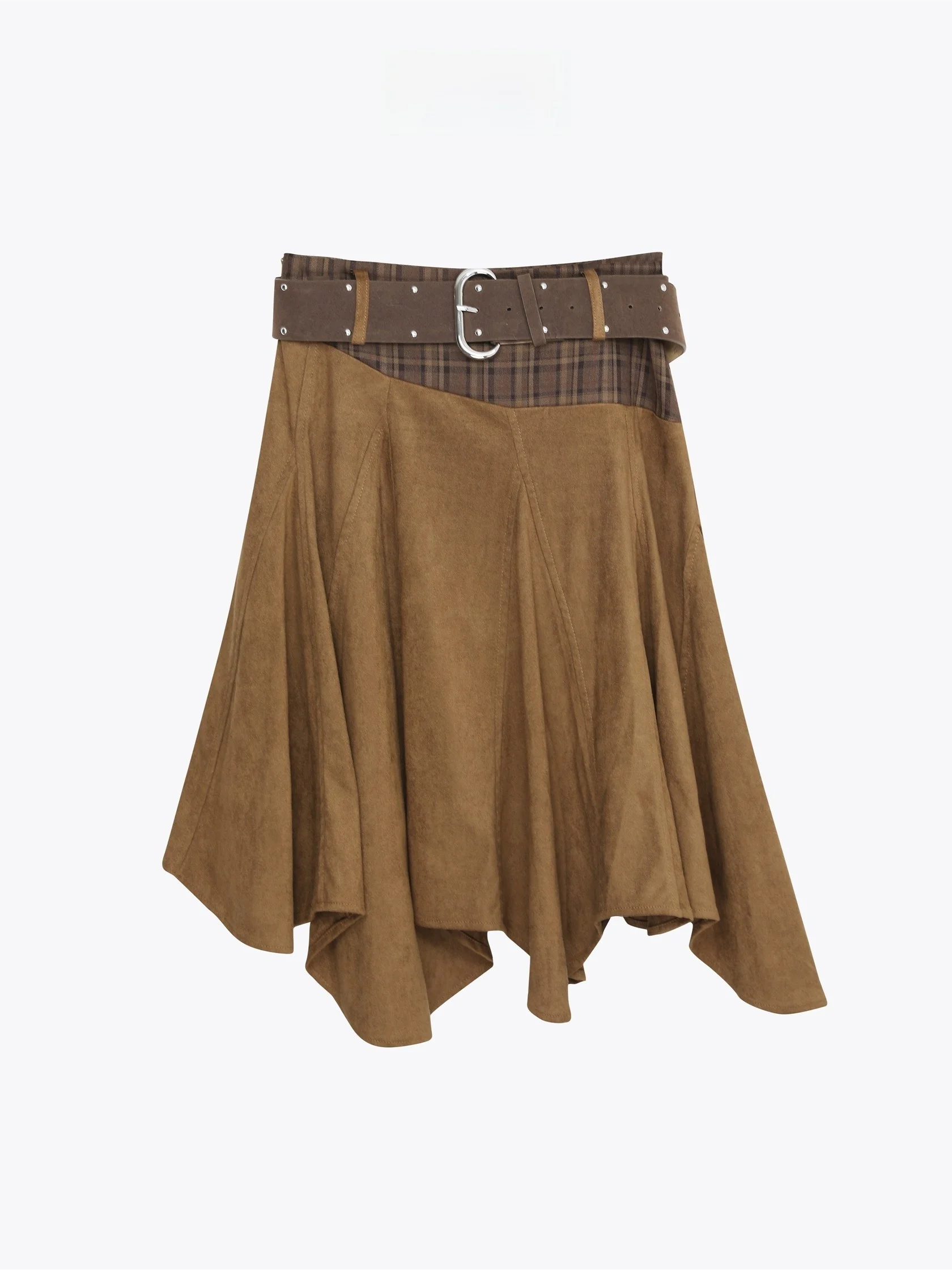 

Юбка FORNIYOYO в западном стиле, нерегулярная, в клетку, А-силуэт, повседневная, из смесового полиэстера, фасон «летучая мышь»