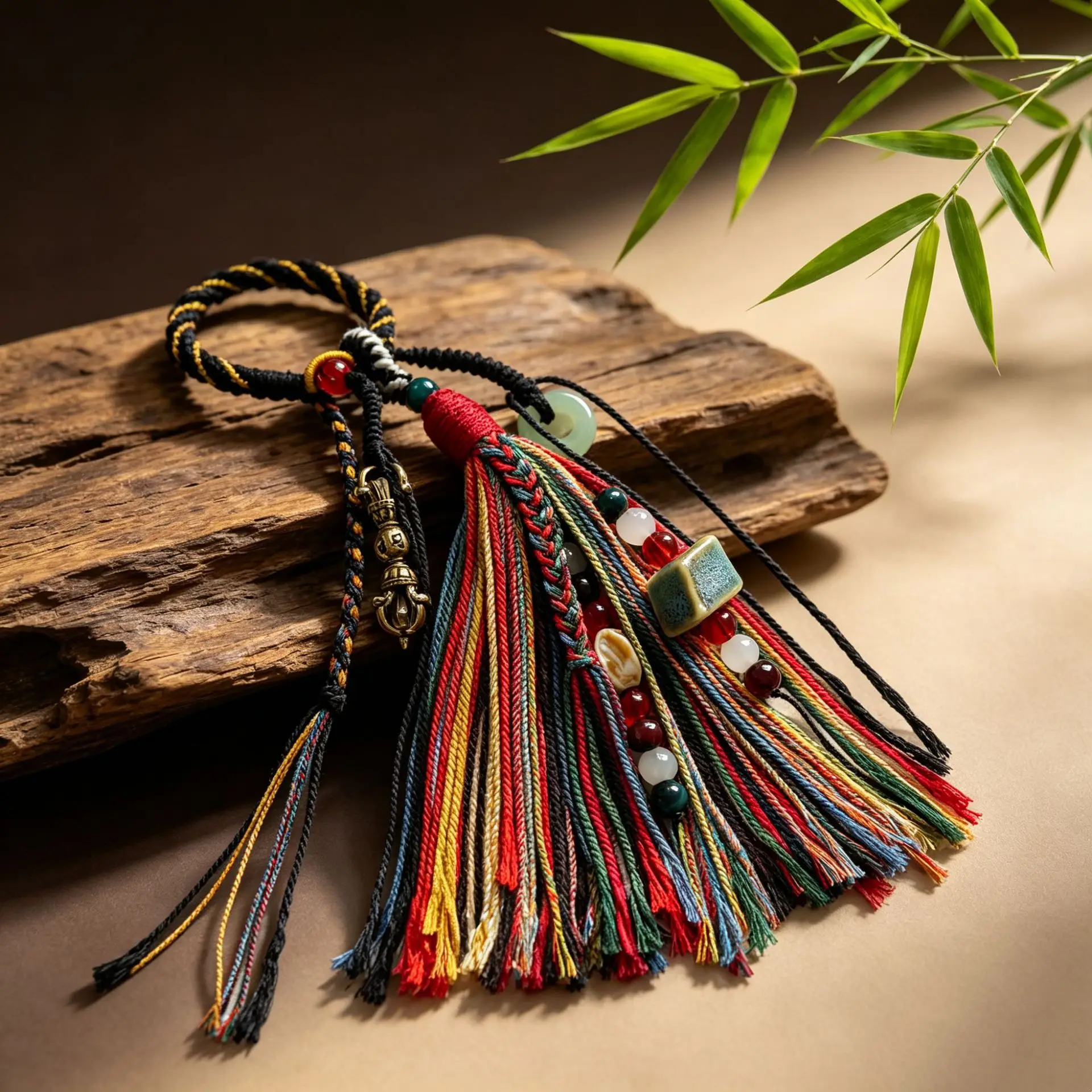 Tibetan-Style Tassel Pendant Vajra Pendant Braided Bracelet Hand String Lanyard Scholarly Object Accessory Diy Craft Component.