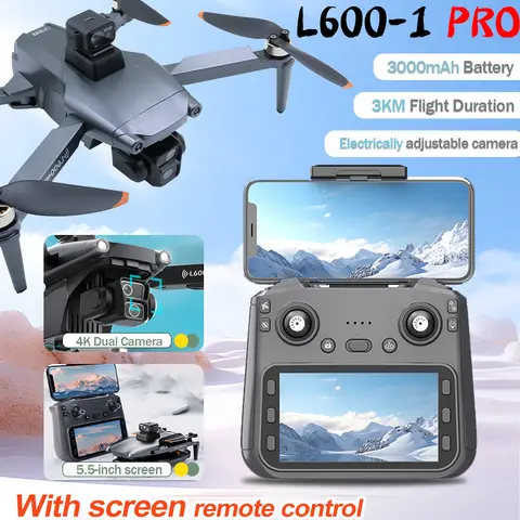 L600-1/L600 PRO MAX 원격 제어 드론(스크린 포함) 듀얼 카메라 4K 전문 드론(카메라 GPS 포함) FPV 쿼드콥터 3KM 비행