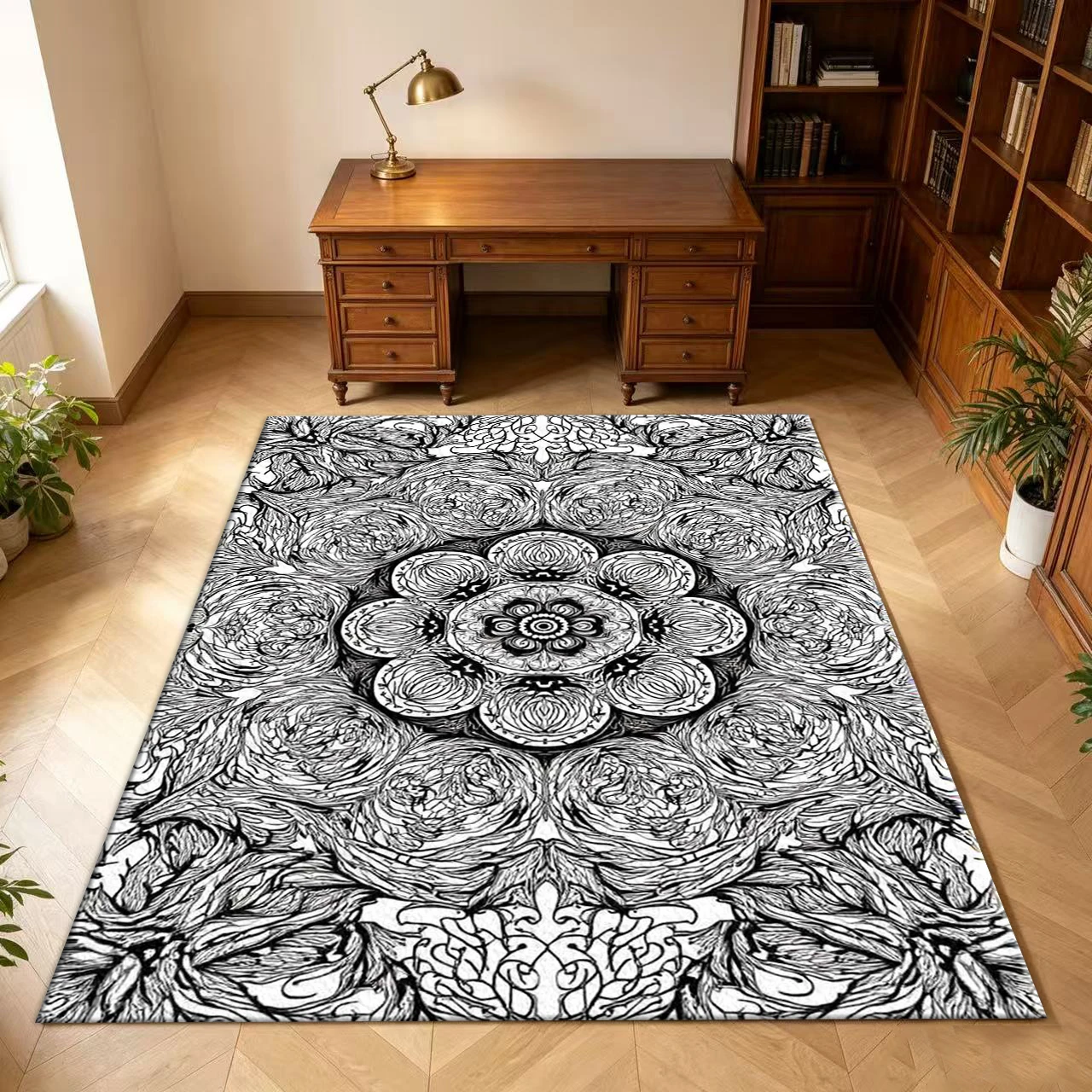 Tappeto Mandala Bianco e Nero - Printed Rug Abstract recensione e prezzo