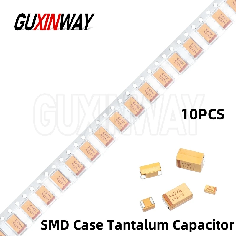 10 Buah Kapasitor Tantalum Casing ABCDE SMD 6.3V 10V 16V 25V 35V 50V 0.1UF 0.22UF 0.33UF 0.47UF 1UF 2.2UF 3.3UF 4.7UF 10UF 22UF 47UF