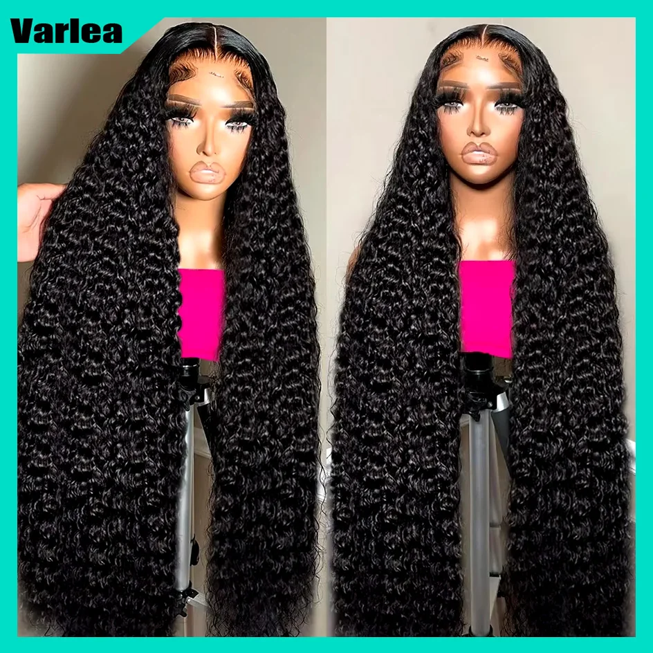 Varlea 200% Density 40 Inch Lace Front Human Hair Wig Deep Wave Lace Front Wig 13x6 Curly Water Wave 13x4 Hd Lace Frontal Wigs