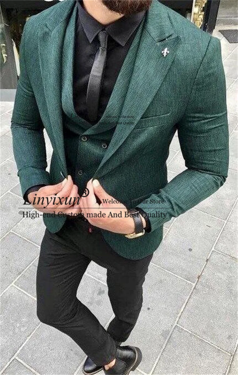 Classic Suits For Men Slim Fit Wedding Groom Tuxedo Formal Business Blazer Banquet 3 Piece Set trajes elegante para hombres