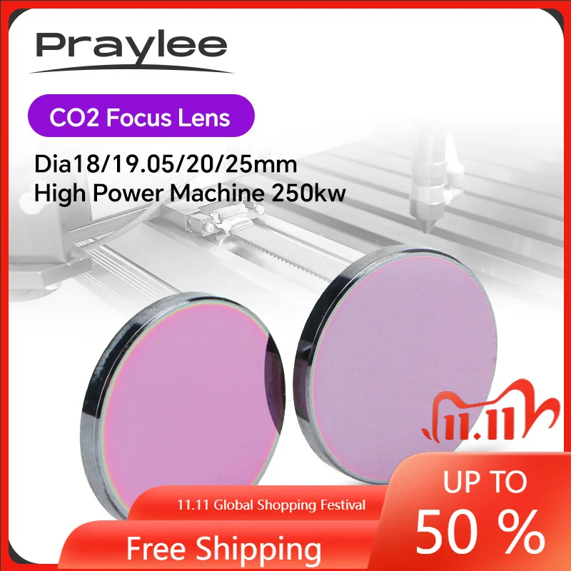 Focus Lens CO2 Pro Dia.18/19.05/20/25mm FL38.1/50.8/63.5/76.2/101.6mm High Power Lens for CO2 Laser Engraving Cutting Machine