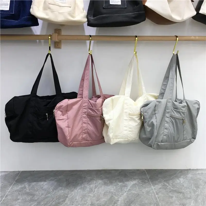 

2024 Travel Nylon Cloth Portable Lightweight Short-haul Duffel Bag Large Capacity Leisure Sports Shoulder Tote Bag