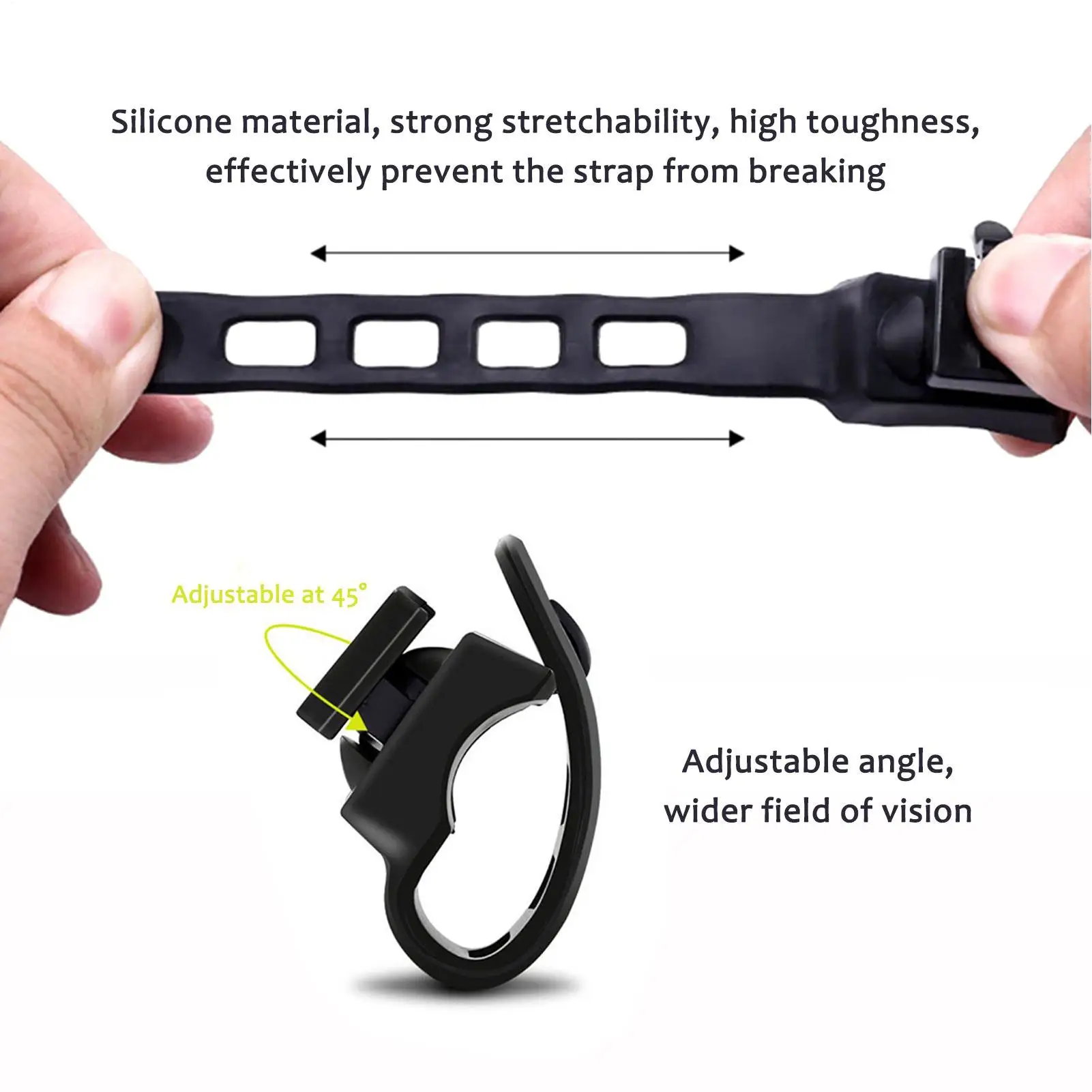 Cycling Tail Light Mount Strap Adjustable Silicone Light Holder Band Replacement Fixing Strap for Rear Bike Light Secure Fit