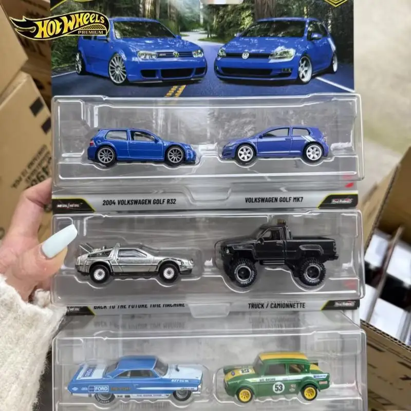 

2026 Hot Wheels HBL96 Back To The Future Premium Exclusive 2-Pack Set Volkswagen Golf Ford Anglia Car Culture Toy Vehicles