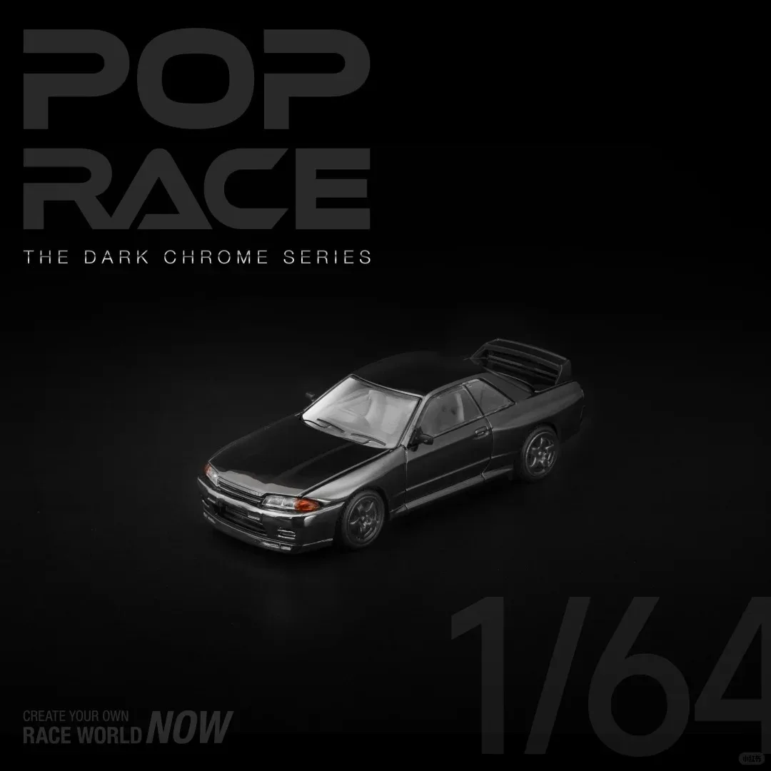 نموذج سيارة POP RACE 1:64 من سلسلة الكروم الداكن Porsche 964 Singer Targa Nissan Skyline GTR R32R33 Shelby Mustang GT500 مصنوع من خليط معدني #4