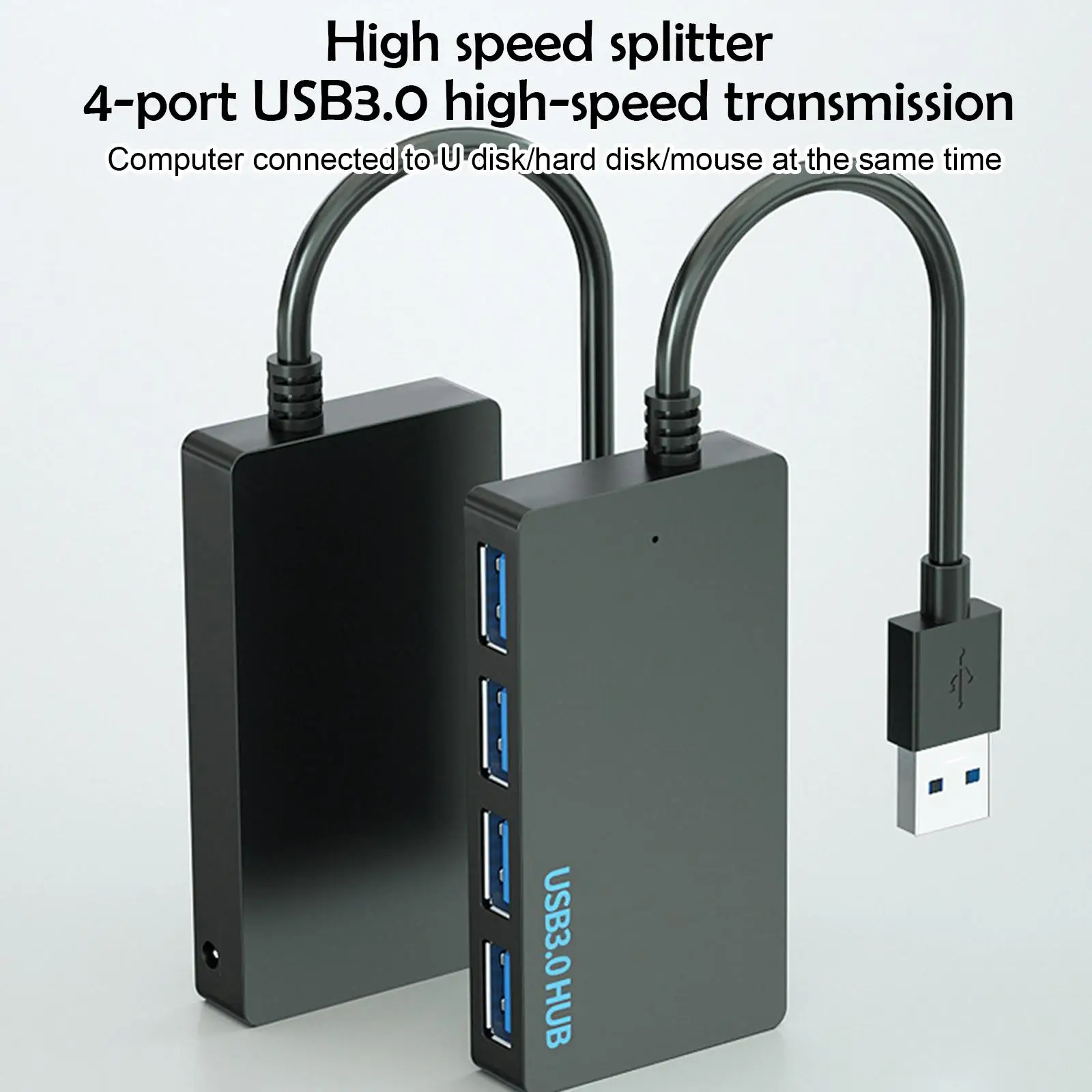 Adaptador USB 3.0 Hub de Alta Velocidade, 4 Portas, Ultra Fino, Estação de Docking, Acessórios, W5G5