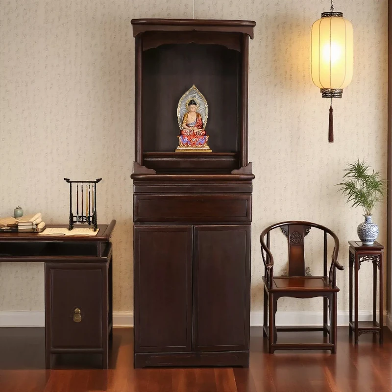 CX solid wood shrine offering altar Guanyin Bodhisattva household cabinet with door new Chinese vertical cabinet