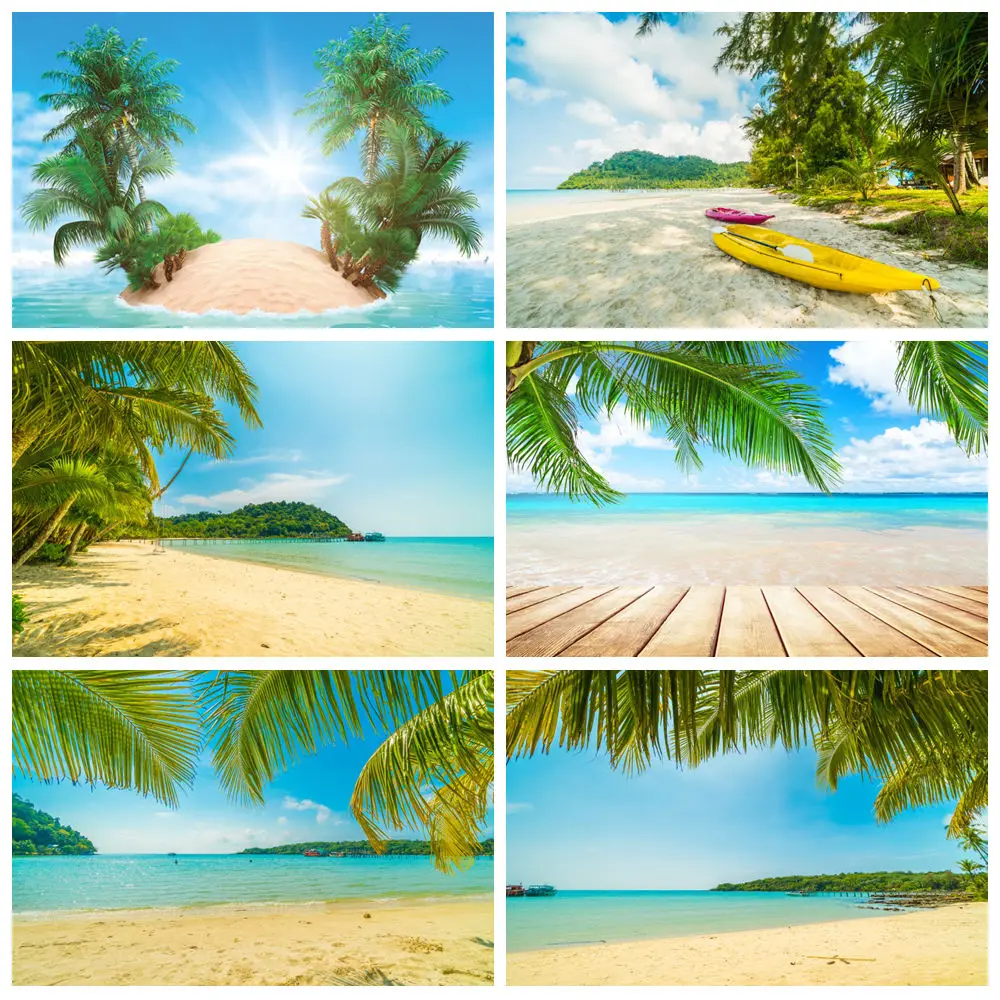 

Summer Sea Backgrounds For Photographs Tropical Sea Beach Sky Seaside Holiday Party Wedding Kids Birthday Photo Background Decor