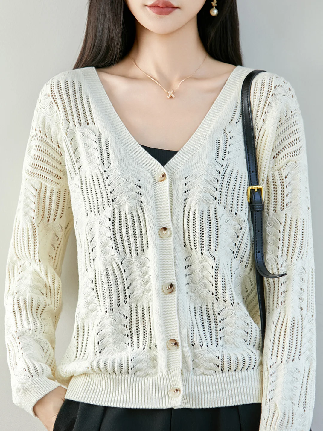 Sun Protection Loose Cotton V-Neck Knitted Cardigan Women's Summer Air Conditioning Open-Shirt Style Long Sleeve Soft Fabric