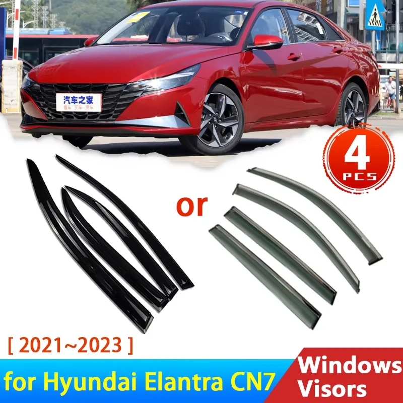 Car Windows Visors for Hyundai Elantra CN7 7th 2021~2023 Avante i30 Sedan Accessories Deflectors Rain Eyebrow Guards Sun Visor