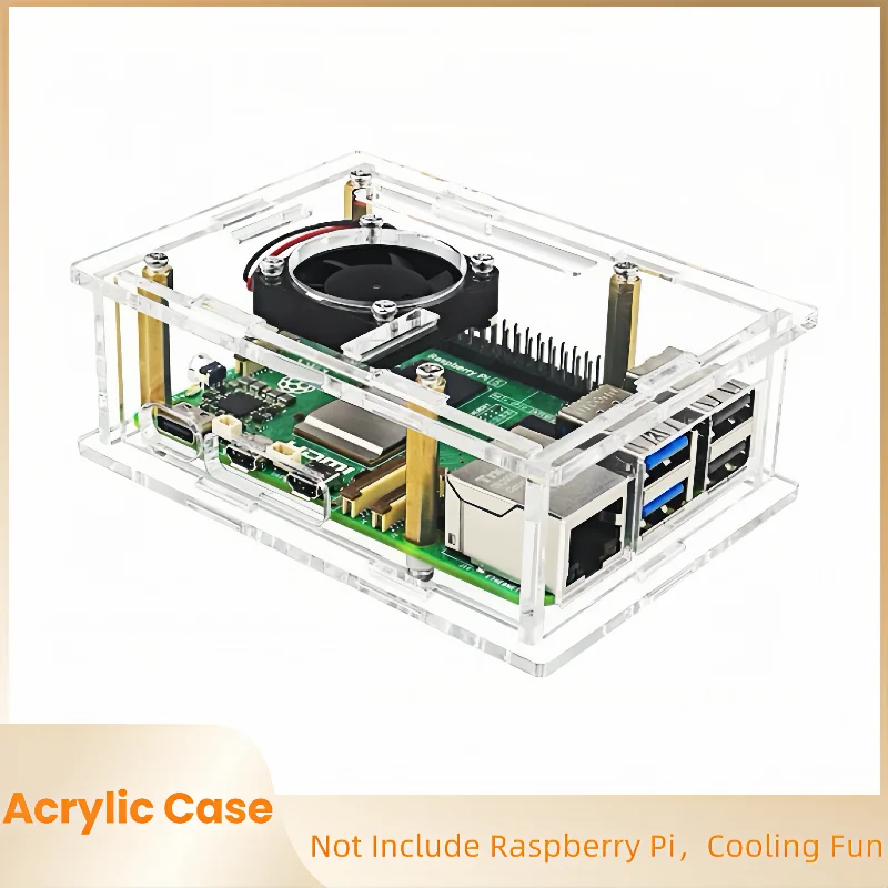 라즈베리 파이 5 아크릴 케이스, 투명 쉘 투명 박스 커버, 라즈베리 파이 5 용 냉각 선풍기 옵션