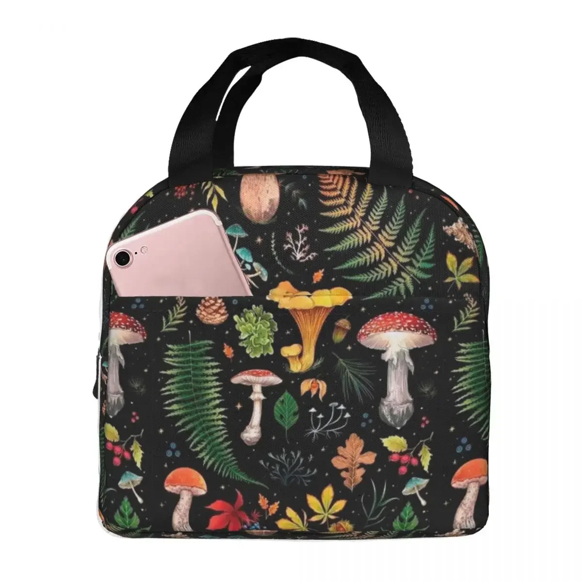 Psychedelic Mushroom Forest Botanical Lunch Bag Men Women Thermal Cooler Insulated Lunch Boxes for School